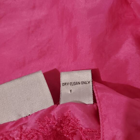 Chicos 100% Silk Shell Button Embroidered Blouse Womens Size 2 US L 12 Pink Top - Picture 9 of 11